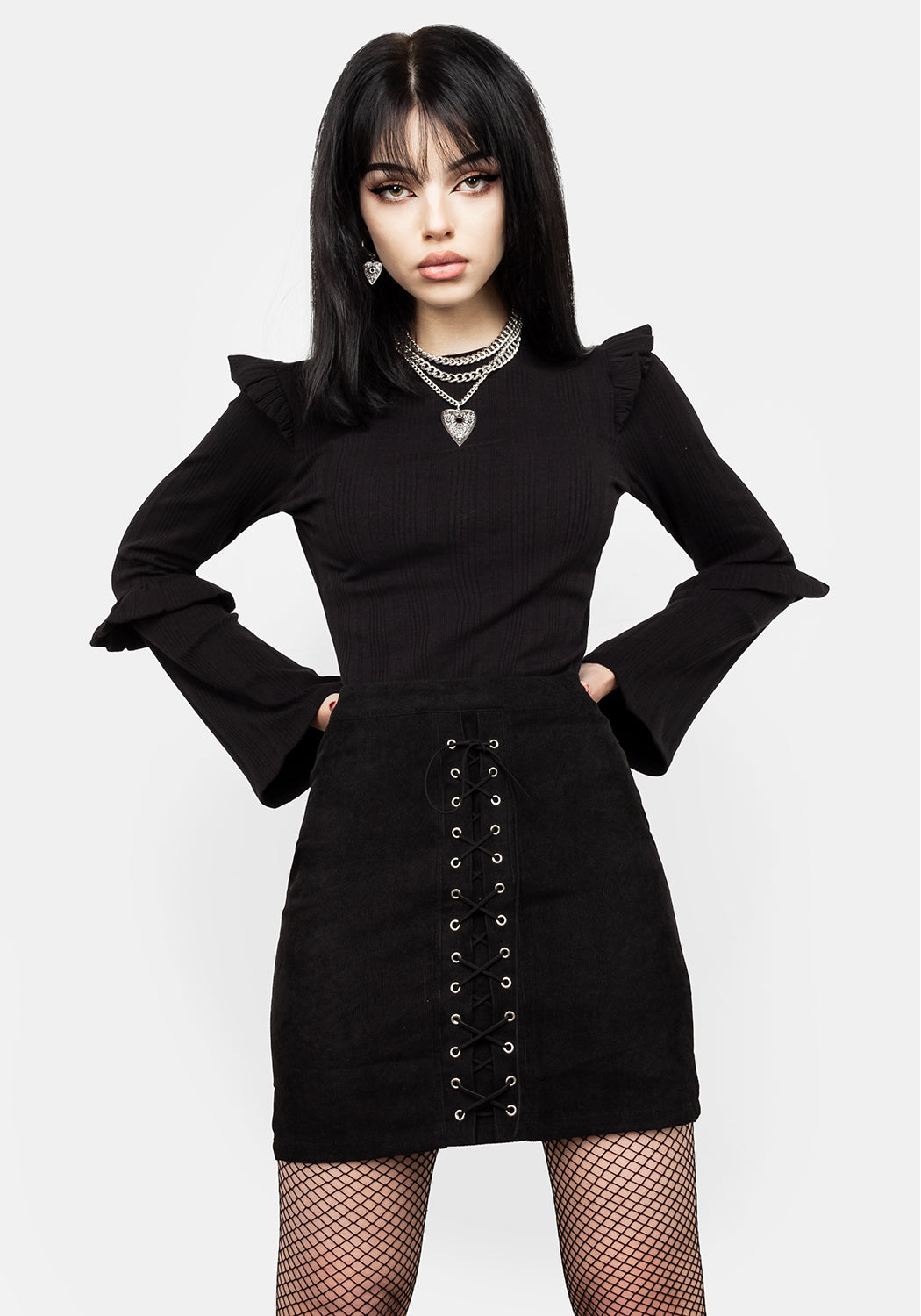 Wilhelmina Flare Sleeve Ruffle Top