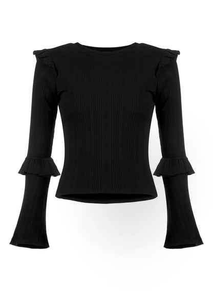 Wilhelmina Flare Sleeve Ruffle Top