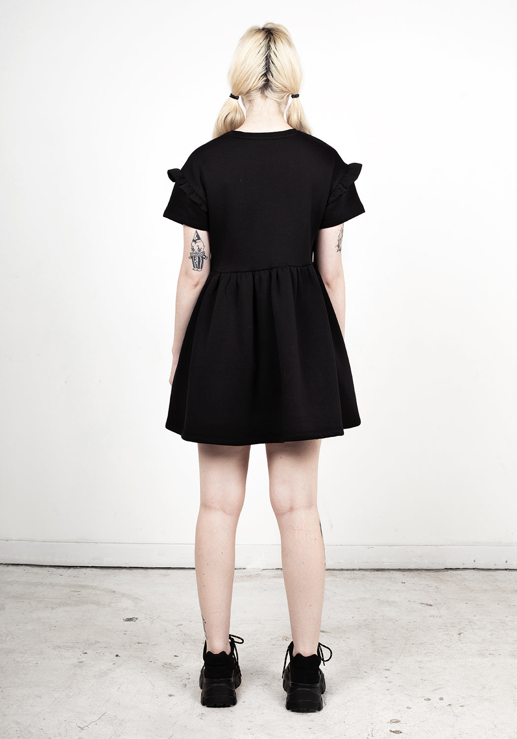 Power Frill Sleeve Skater Dress
