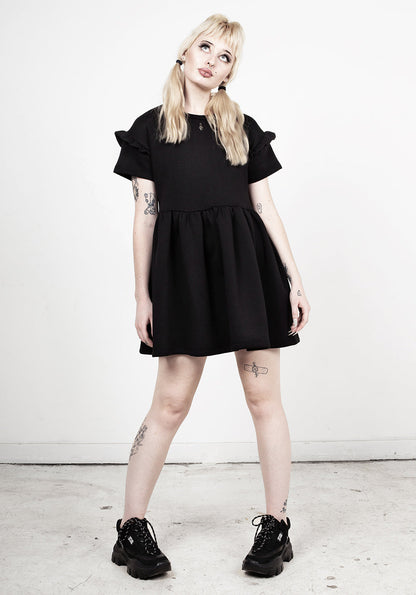Power Frill Sleeve Skater Dress