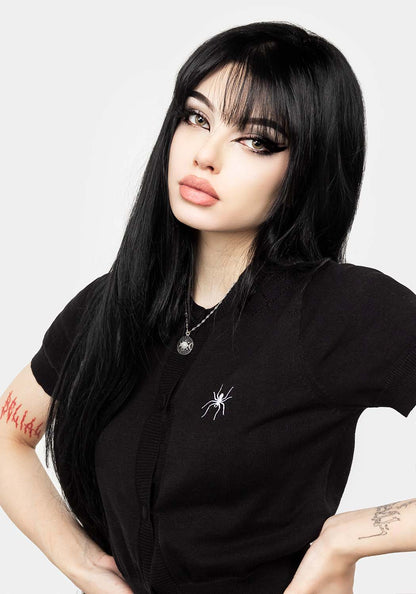 Lolth Short Sleeve Crop Pointelle Cardigan