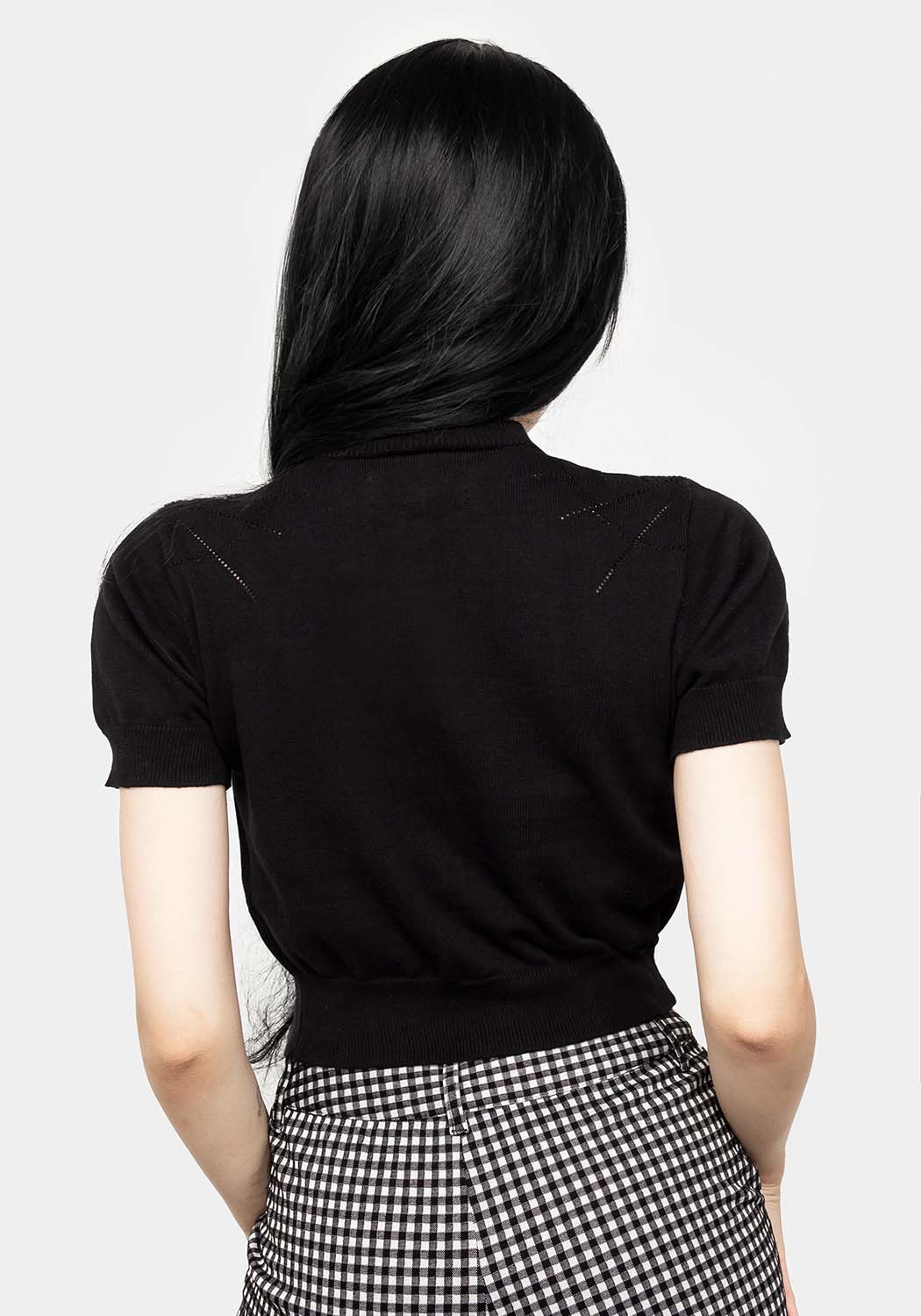 Lolth Short Sleeve Crop Pointelle Cardigan