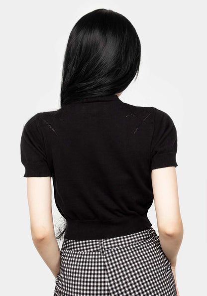 Lolth Short Sleeve Crop Pointelle Cardigan