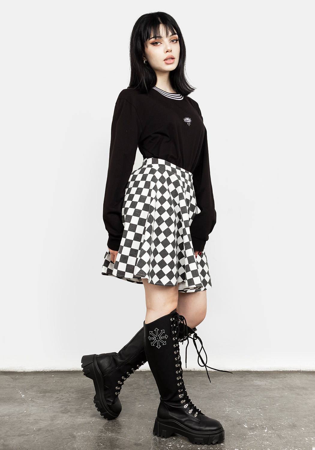 Nitro Checkerboard Skater Full Circle Skirt