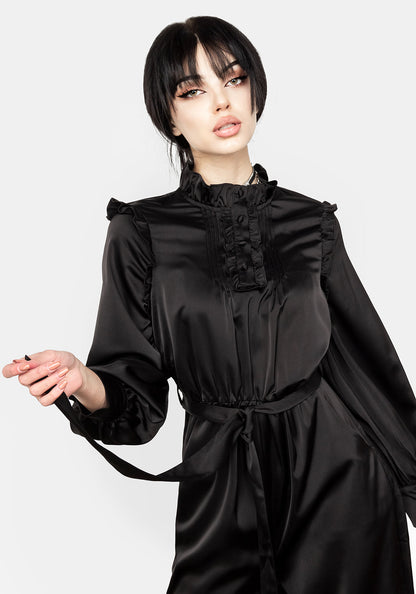 Obsession Pintuck Ruffle Jumpsuit