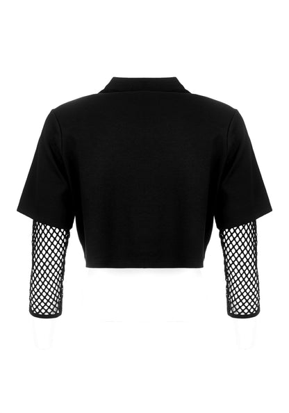 Decontrol Fishnet Sleeve Crop