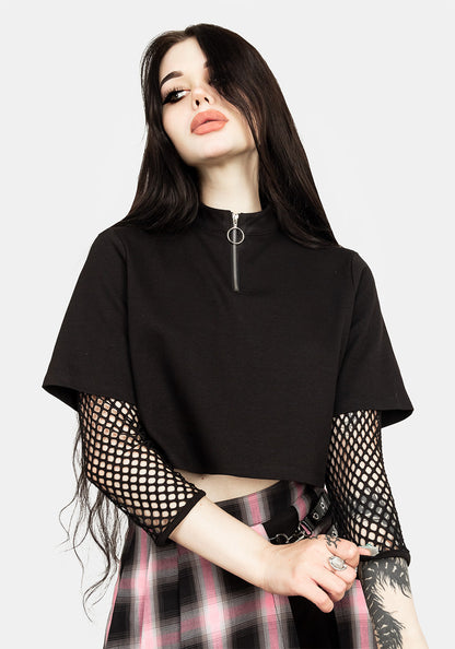 Decontrol Fishnet Sleeve Crop
