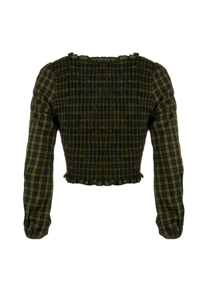 Terra Gingham Shirred Top