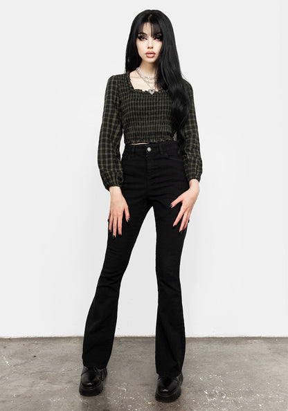 Terra Gingham Shirred Top