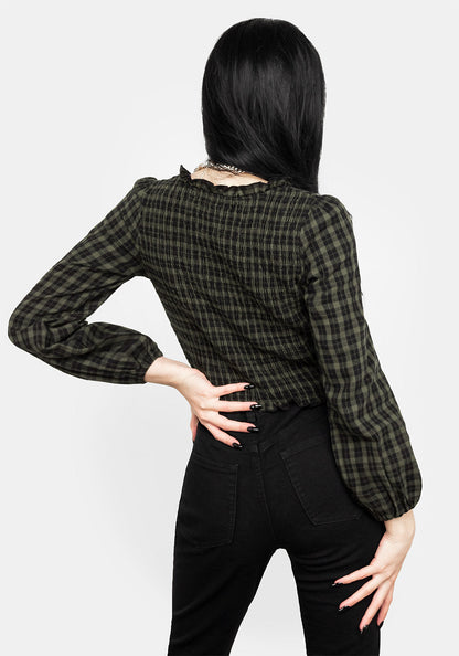Terra Gingham Shirred Top