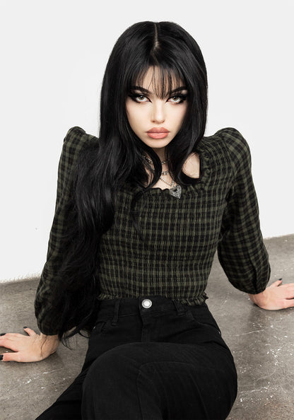 Terra Gingham Shirred Top