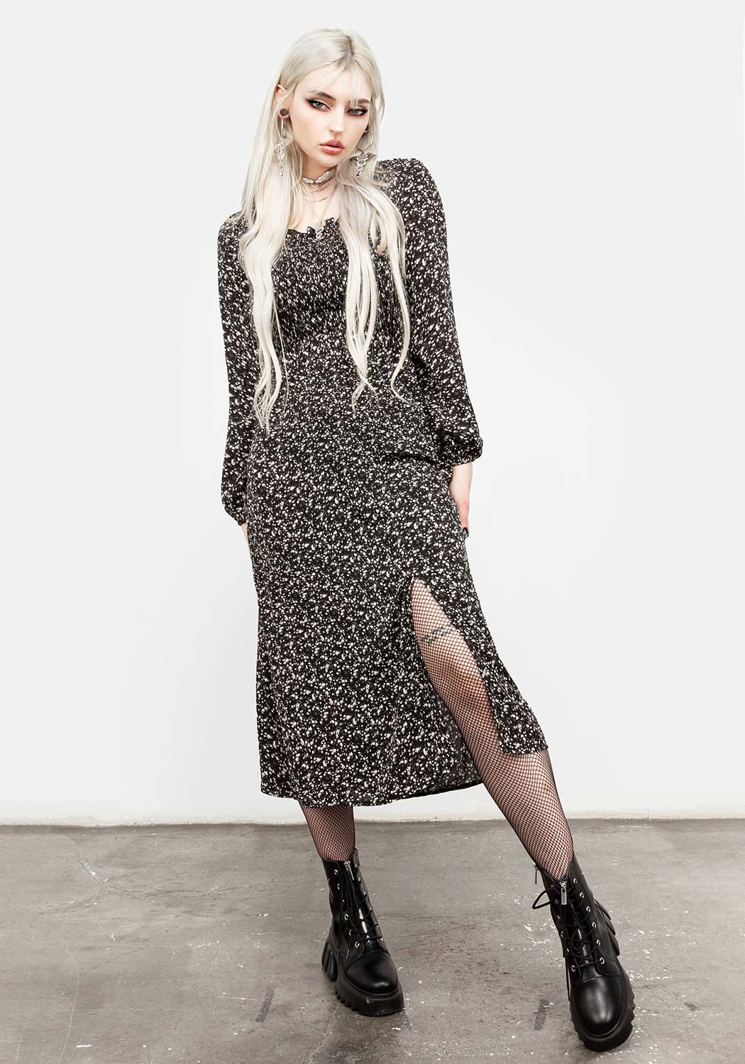 Milkweed Shirred Midi Dress