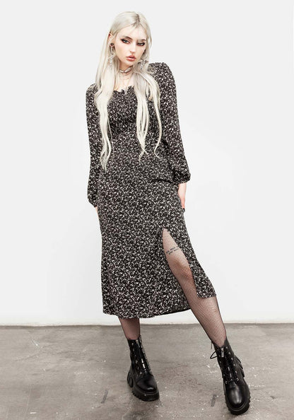 Milkweed Shirred Midi Dress