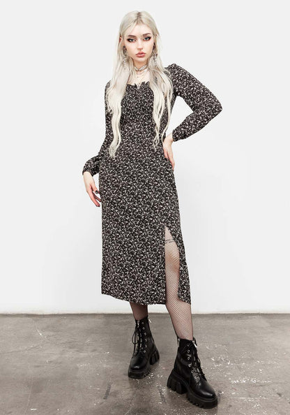 Milkweed Shirred Midi Dress