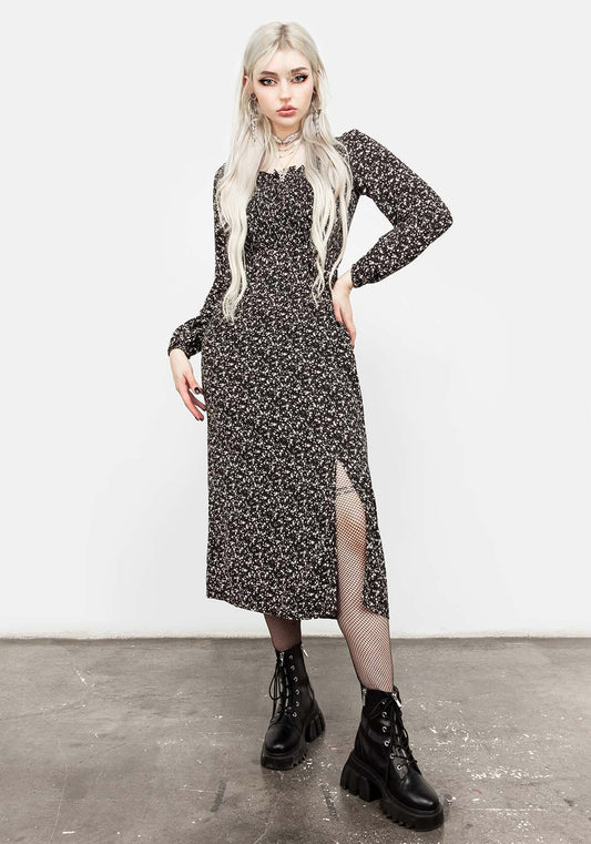 Milkweed Shirred Midi Dress