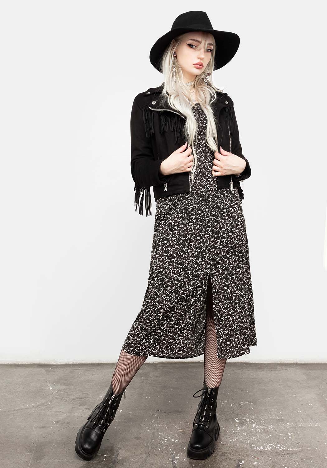 Milkweed Shirred Midi Dress