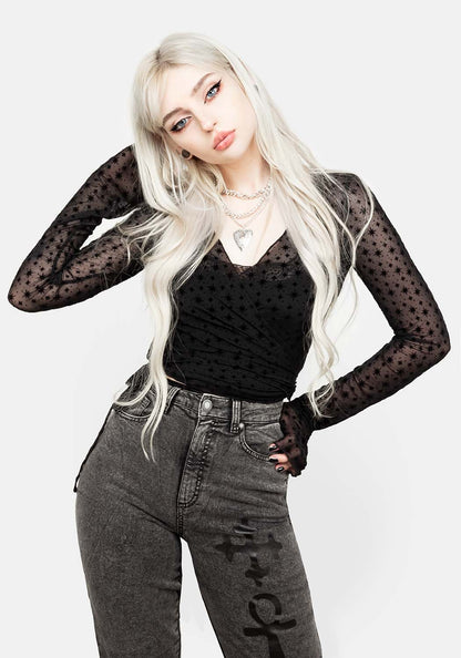 Asteria Mesh Crop Wrap Top