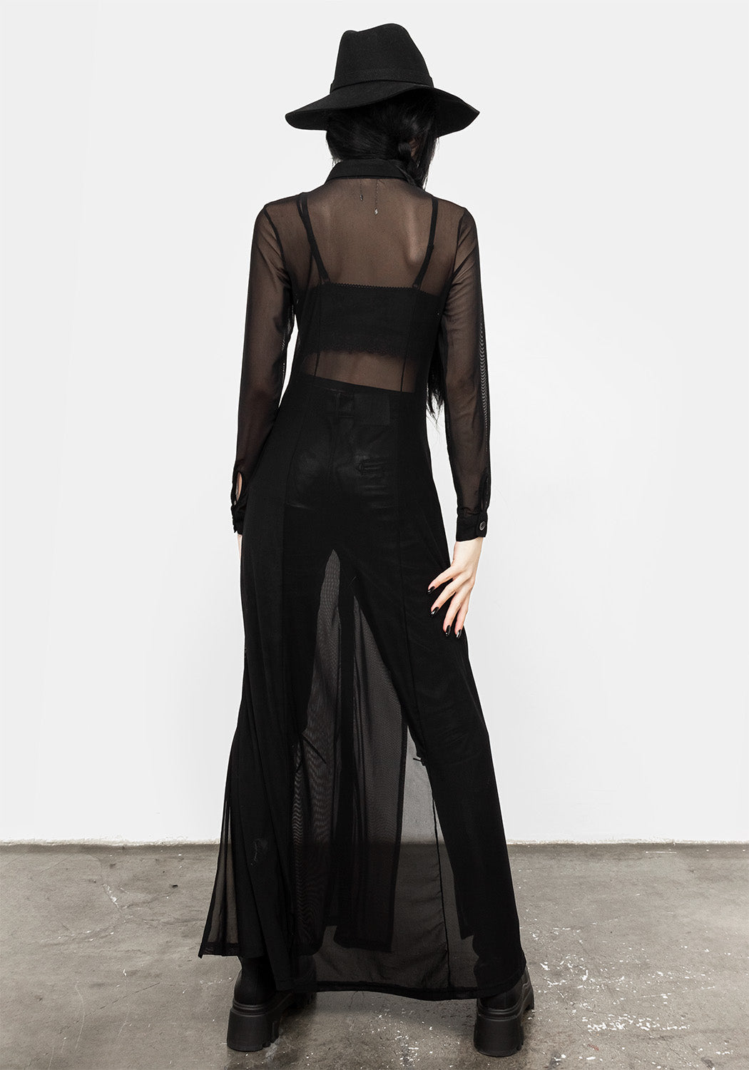 Divination Mesh Maxi Shirt Dress