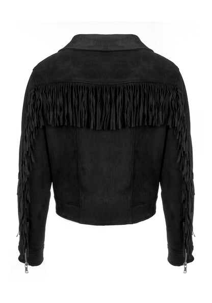 CHERILYN FAUX LEATHER FRINGED JACKET