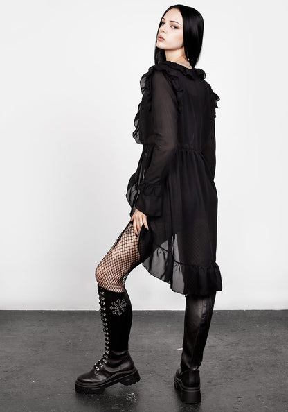 Shayla Sheer Frill Tie Dress