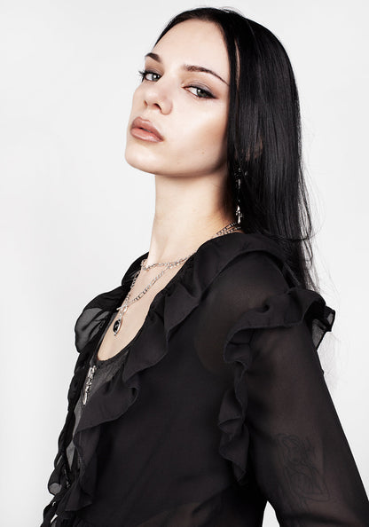 Shayla Sheer Frill Tie Dress