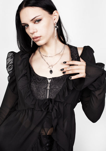 Shayla Sheer Frill Tie Dress