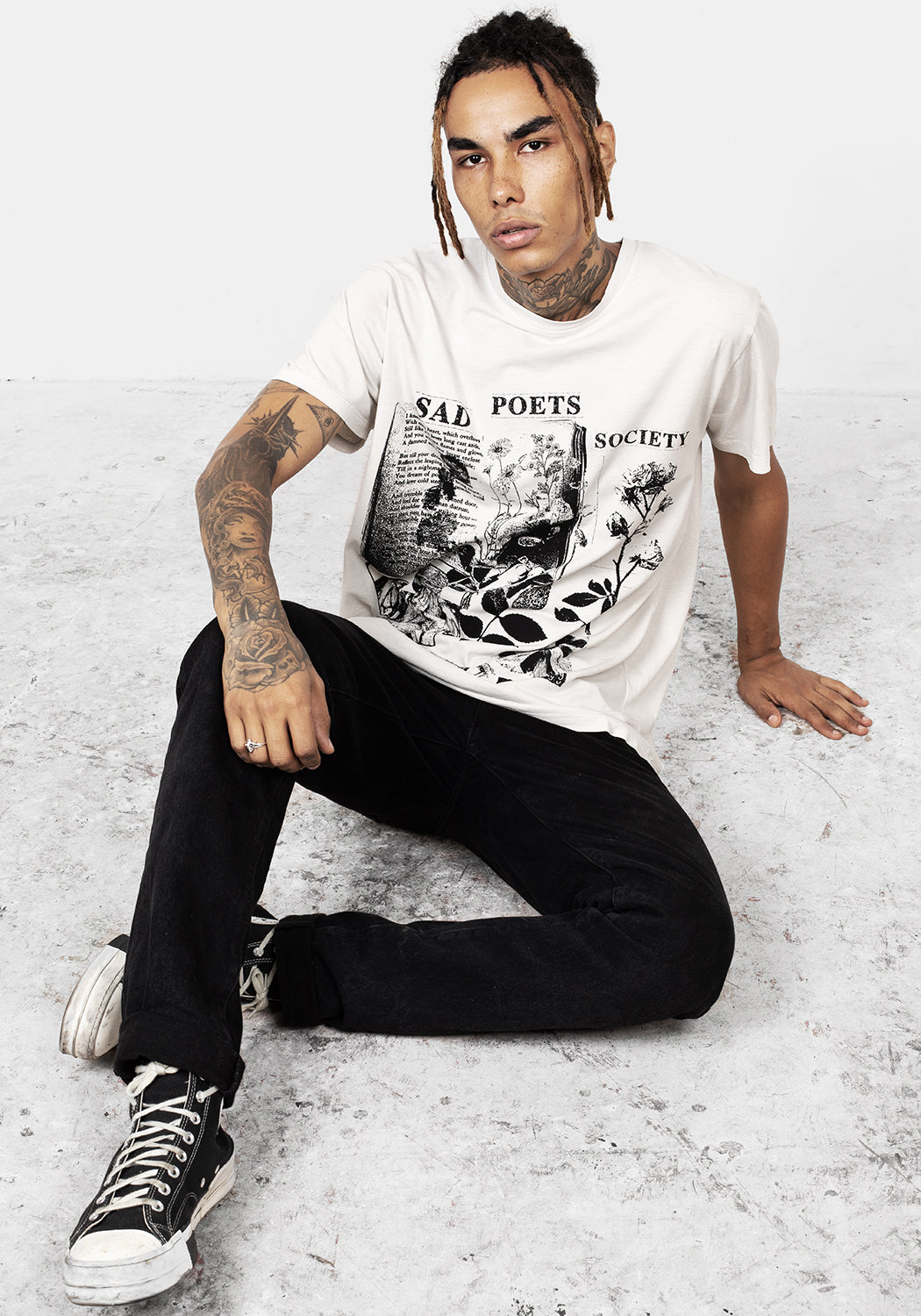 Sad Poets Vintage Off White Washed T-Shirt