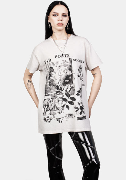 Sad Poets Vintage Off White Washed T-Shirt