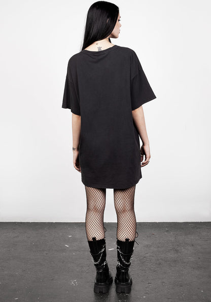 Sad Poets Washed Black Oversized Tee Dress