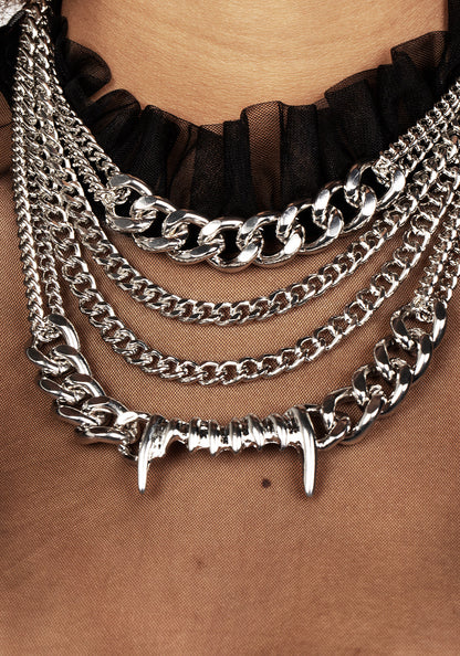 Teeth Layered Multichain Necklace