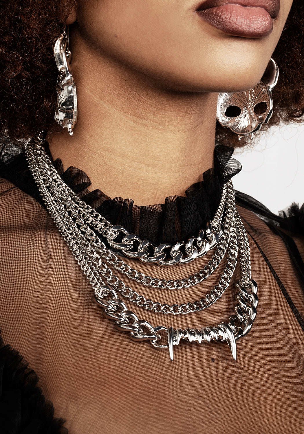 Teeth Layered Multichain Necklace