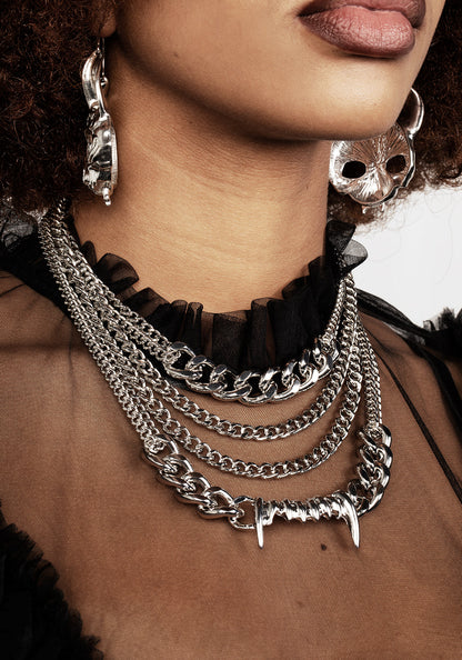 Teeth Layered Multichain Necklace