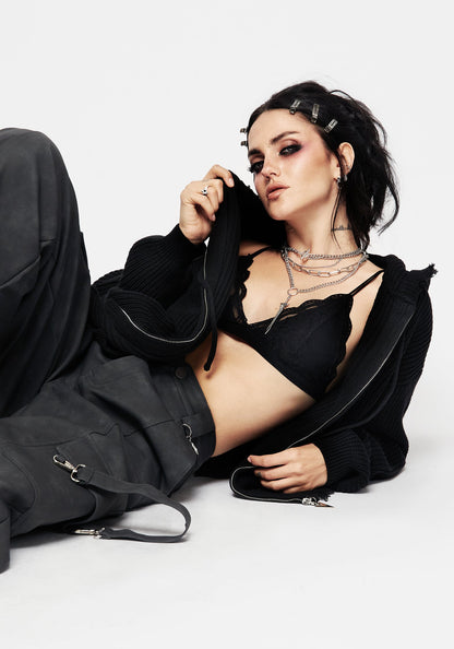 Spinner Knitted Zipper Hoodie