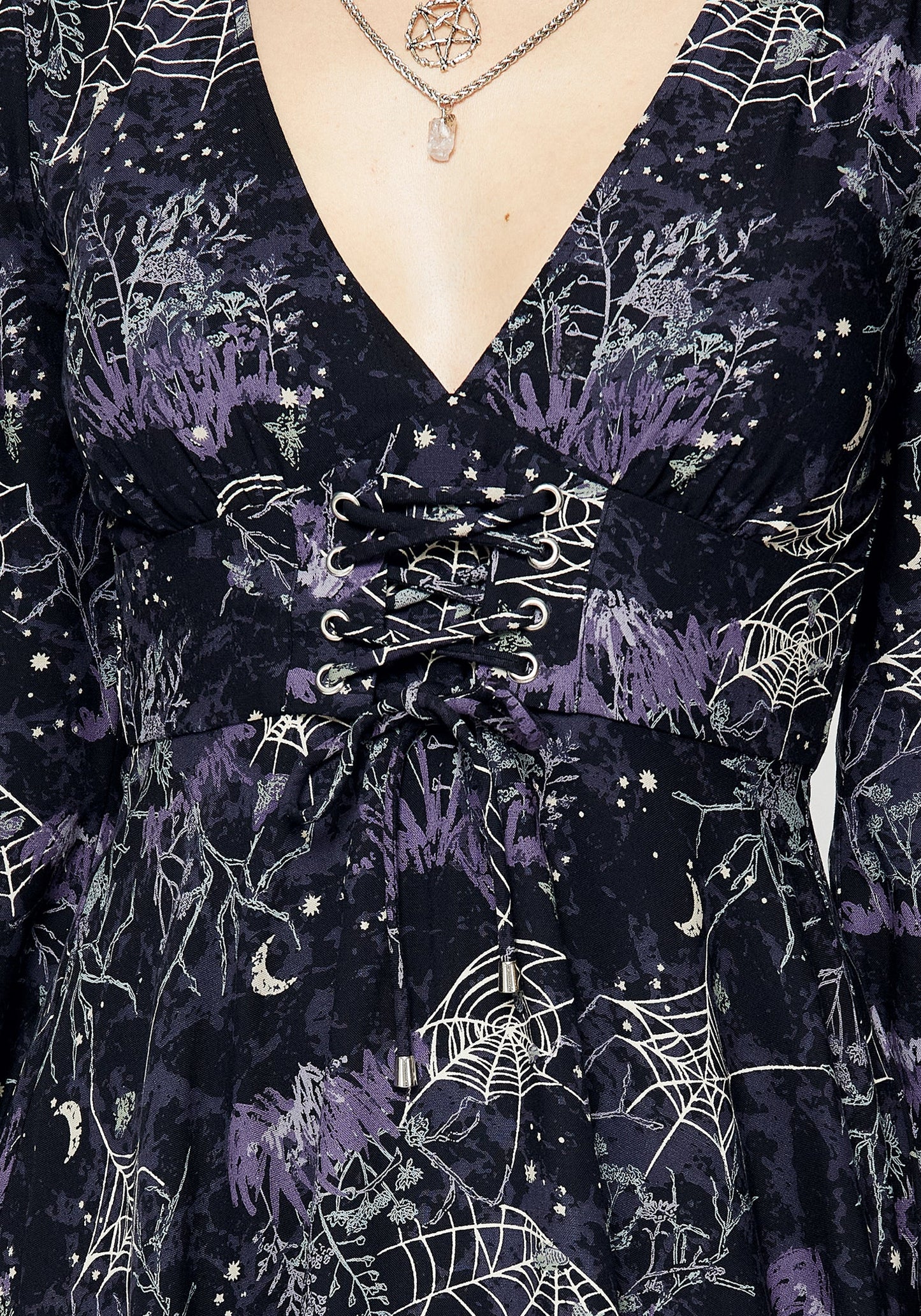 Hawthorn Flute Sleeve Lace Up Mini Dress