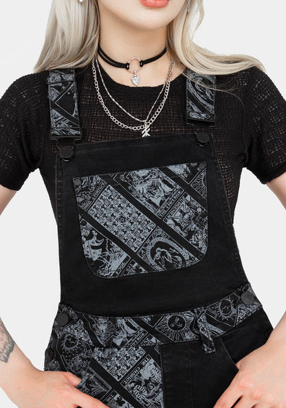 Cartomancy Spliced Denim Dungarees