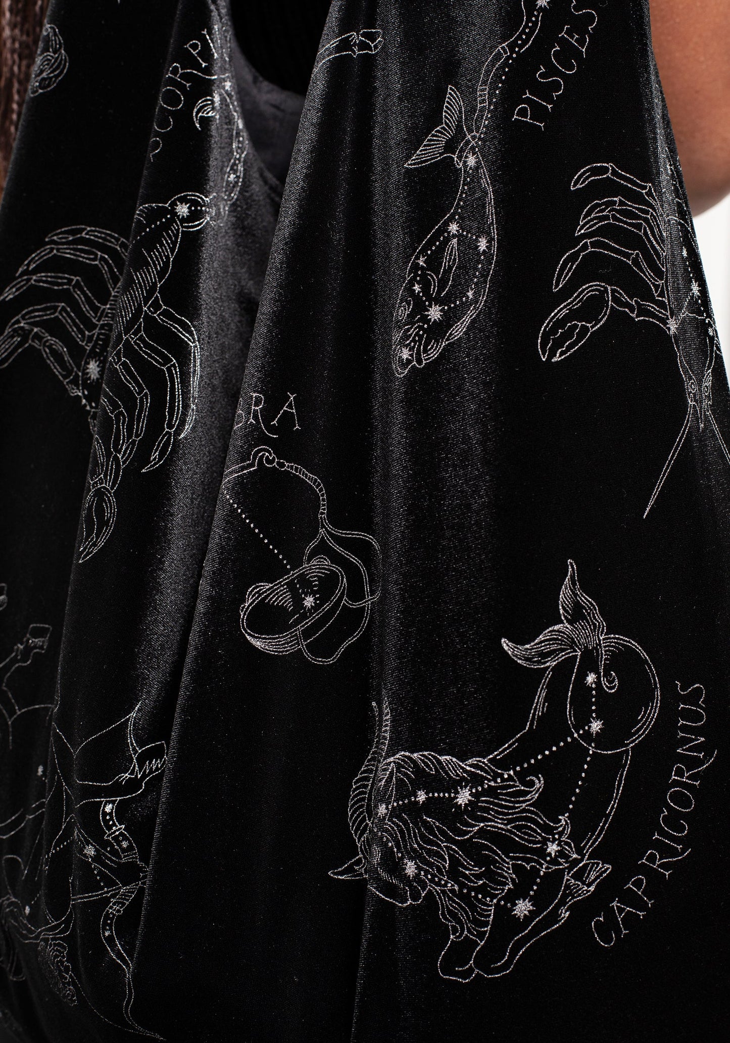 Zodiac Foil Print Velour Tote Bag