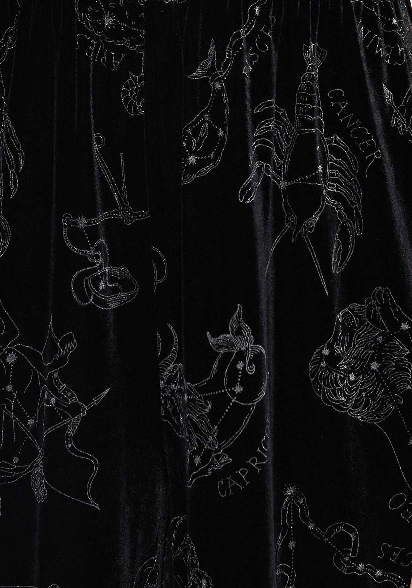 Zodiac Foil Print Button Front Velour Jumpsuit