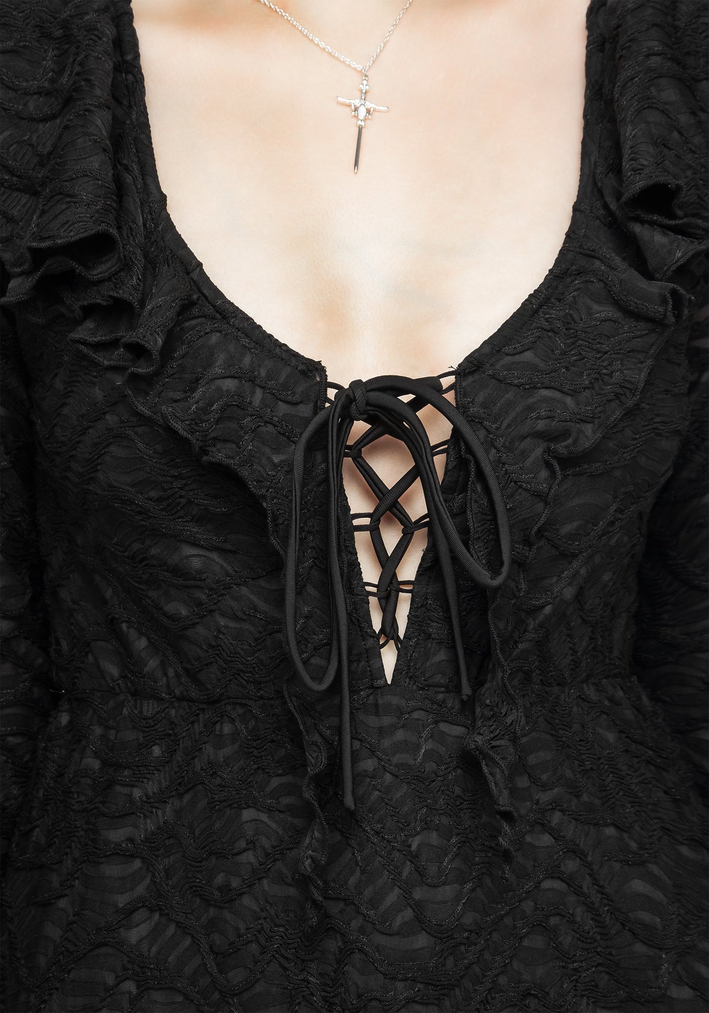 Jessel Distressed Cascade Handkerchief Hem Midi Dress