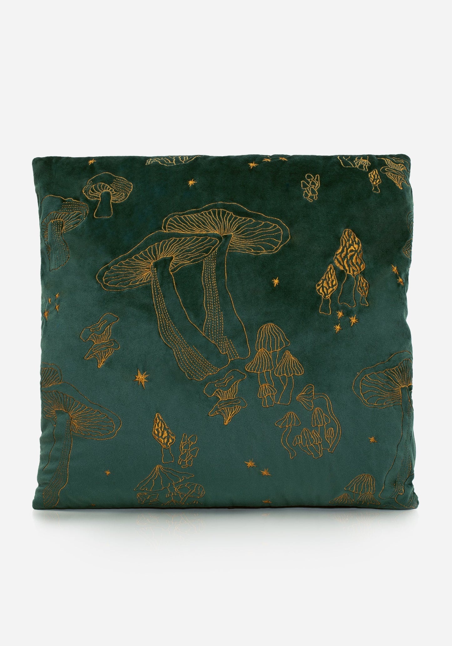 Faefire Celestial Mushrooms Velvet Cushion - Evergreen