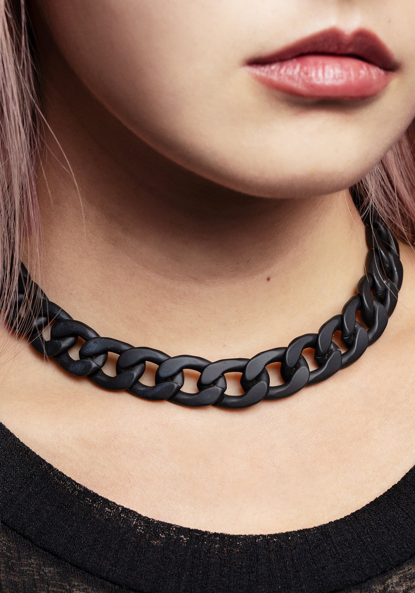 Jet Chunky Rope Chain Choker Necklace