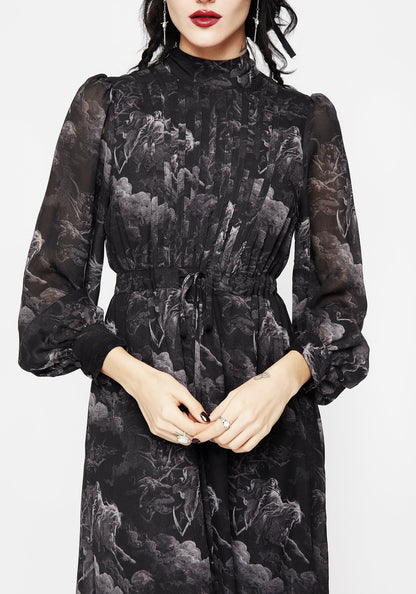 Revelation Chiffon High Neck Midaxi Dress