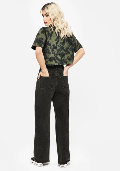 Anthea Wide Leg Washed Denim Jeans