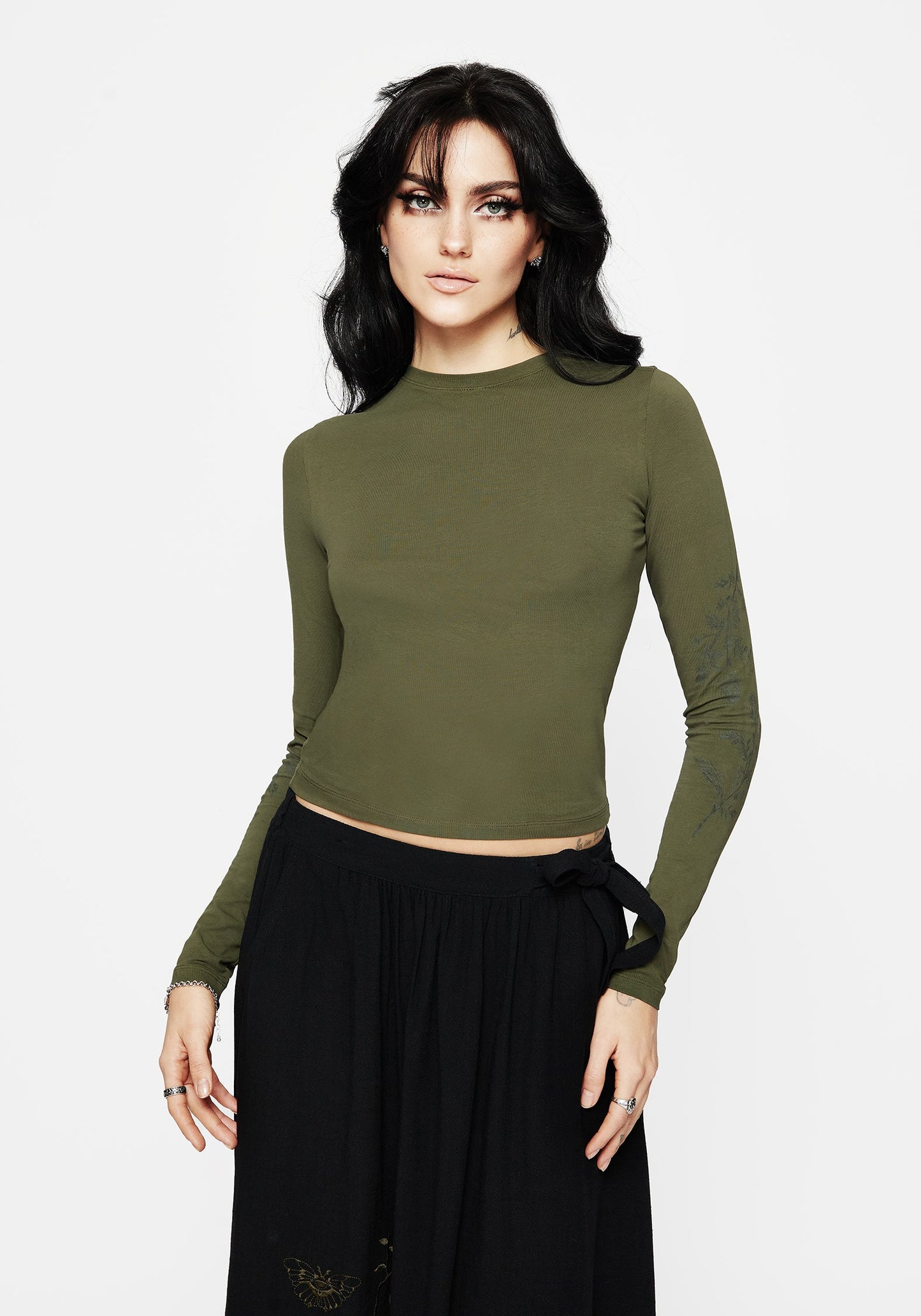 Leune Rose Print Cotton Long Sleeve Top