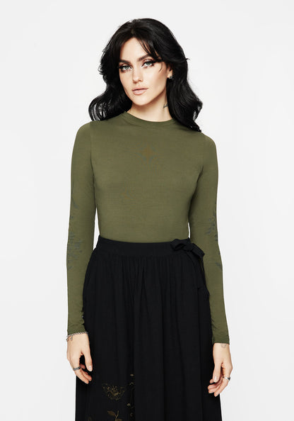 Leune Rose Print Cotton Long Sleeve Top