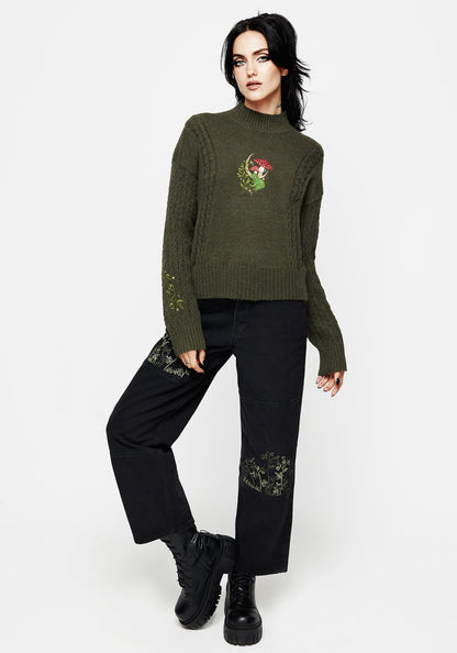 Swamplife Embroidered Cable Knit Relaxed Jumper