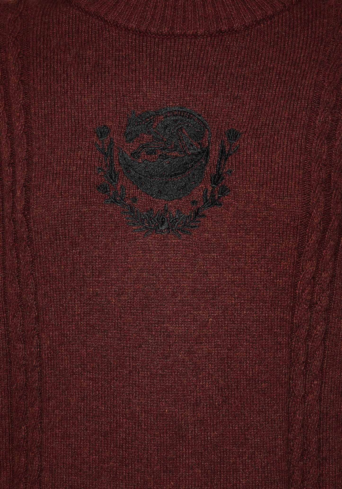 Foxfire Embroidered Cable Knit Jumper