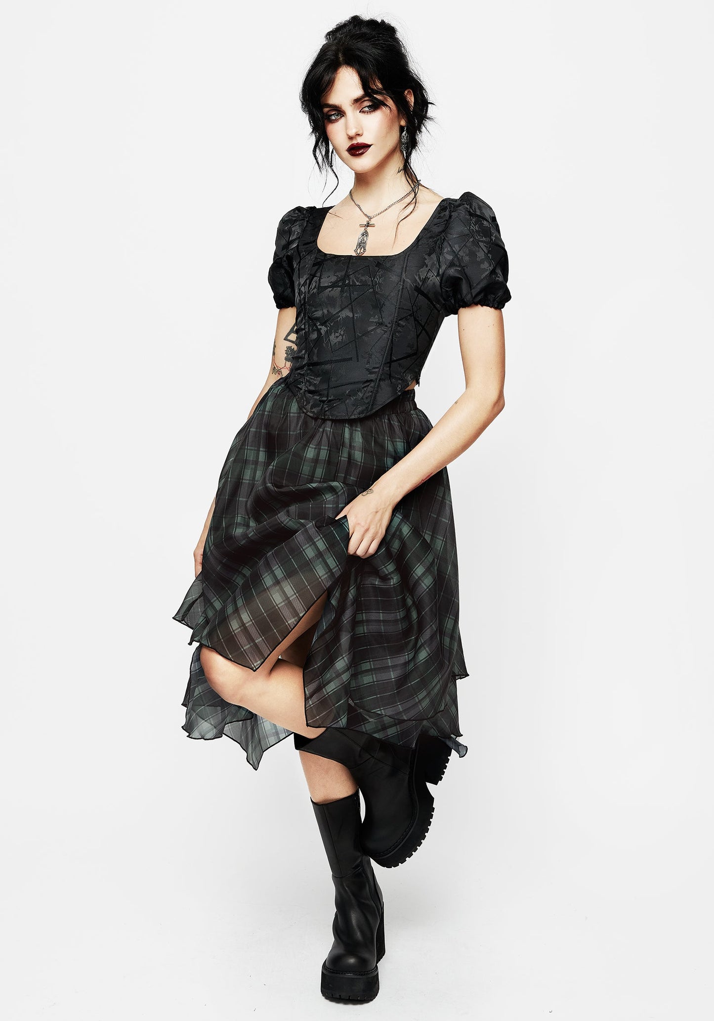 Chatelaine Puff Sleeve Corset Top