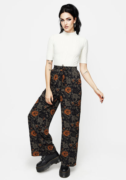 Mortify Floral Print Wide Leg Trousers