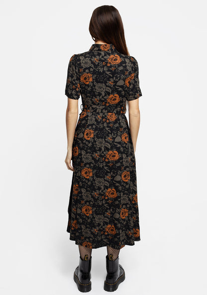 Mortify Floral Print Midi Shirt Dress