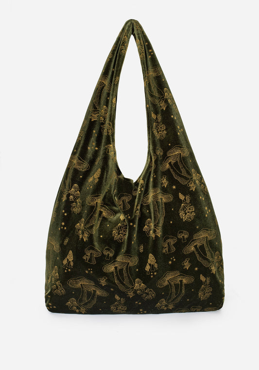 Faefire Foil Print Velour Tote Bag - Green